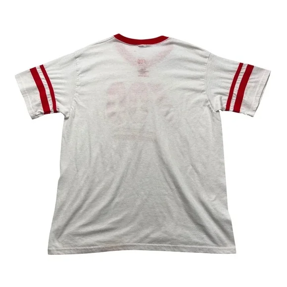 100 Soft Truck Torrence "Keep It 100" Lightning Bolt Ringer Tee-White/Red XL - Picture 7 of 7